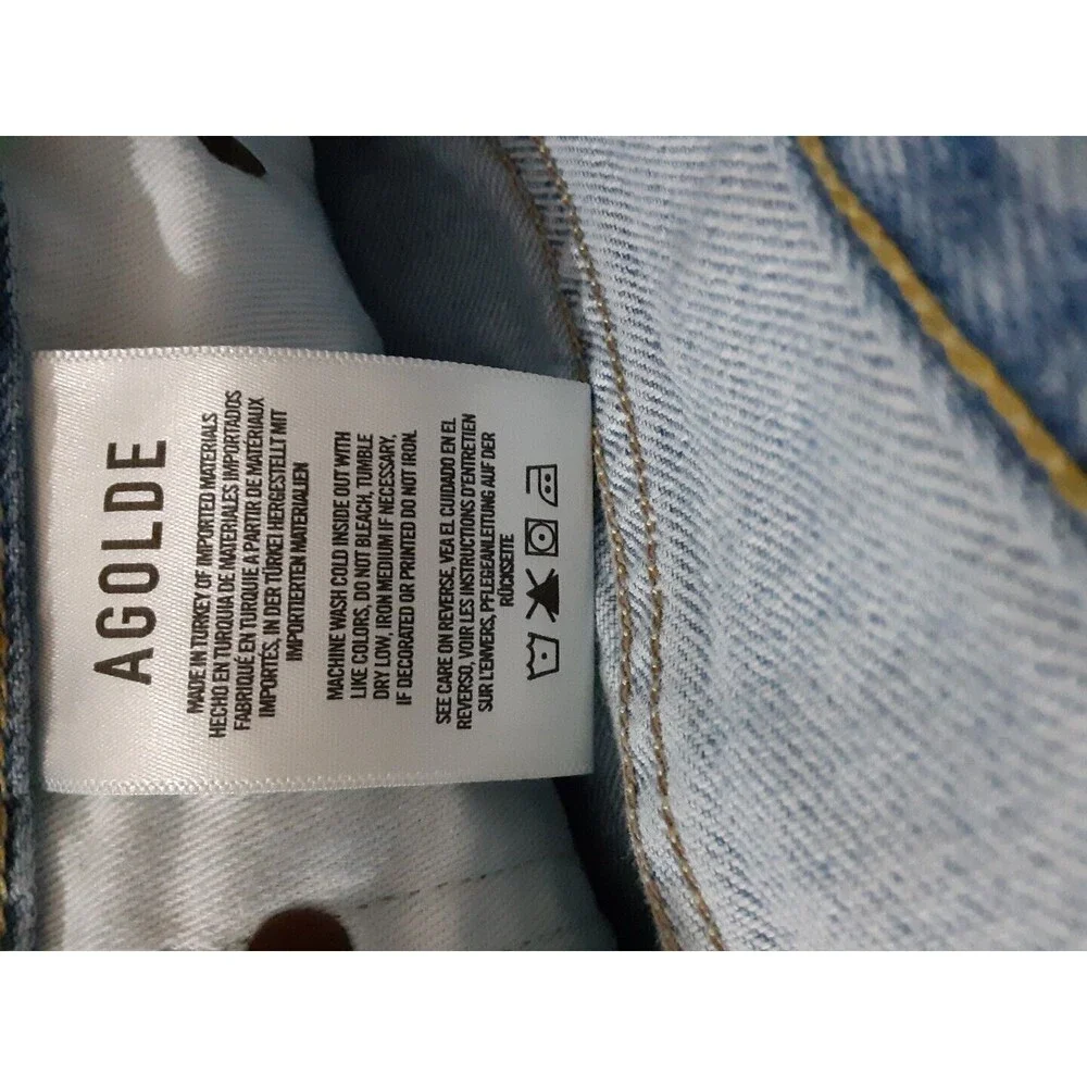 Agolde Parker Long Denim Fray Cutoff Shorts Women's 32x5 Light Blue A9010-811